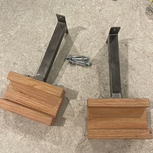 2 - Wood and Steel Indoor Bicycle Wall Mount Hanger.